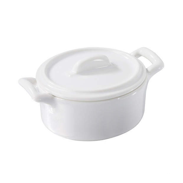 White porcelain cocotte with lid